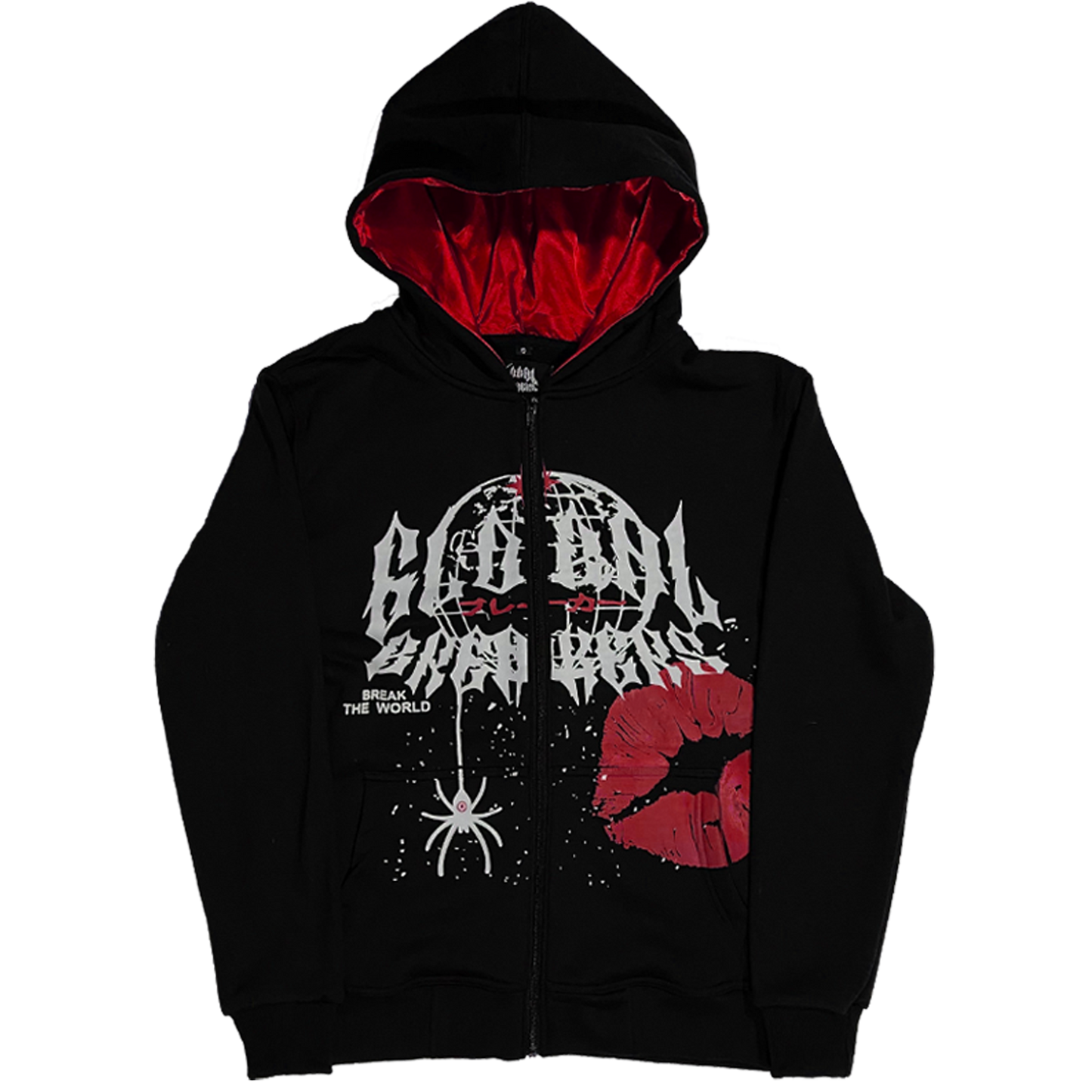 SCARRED BLISS ZIP-UP - BLACK/RED