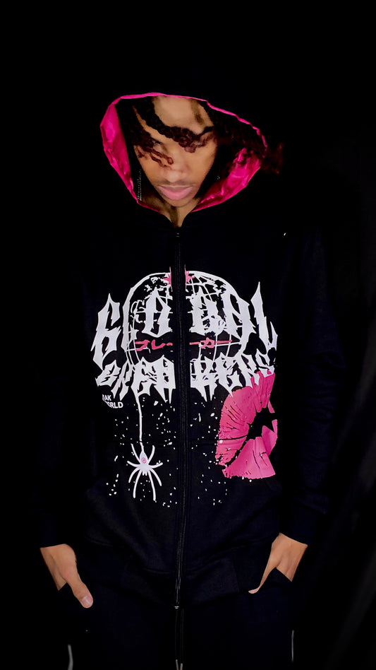 SCARRED BLISS ZIP-UP - BLACK/PINK