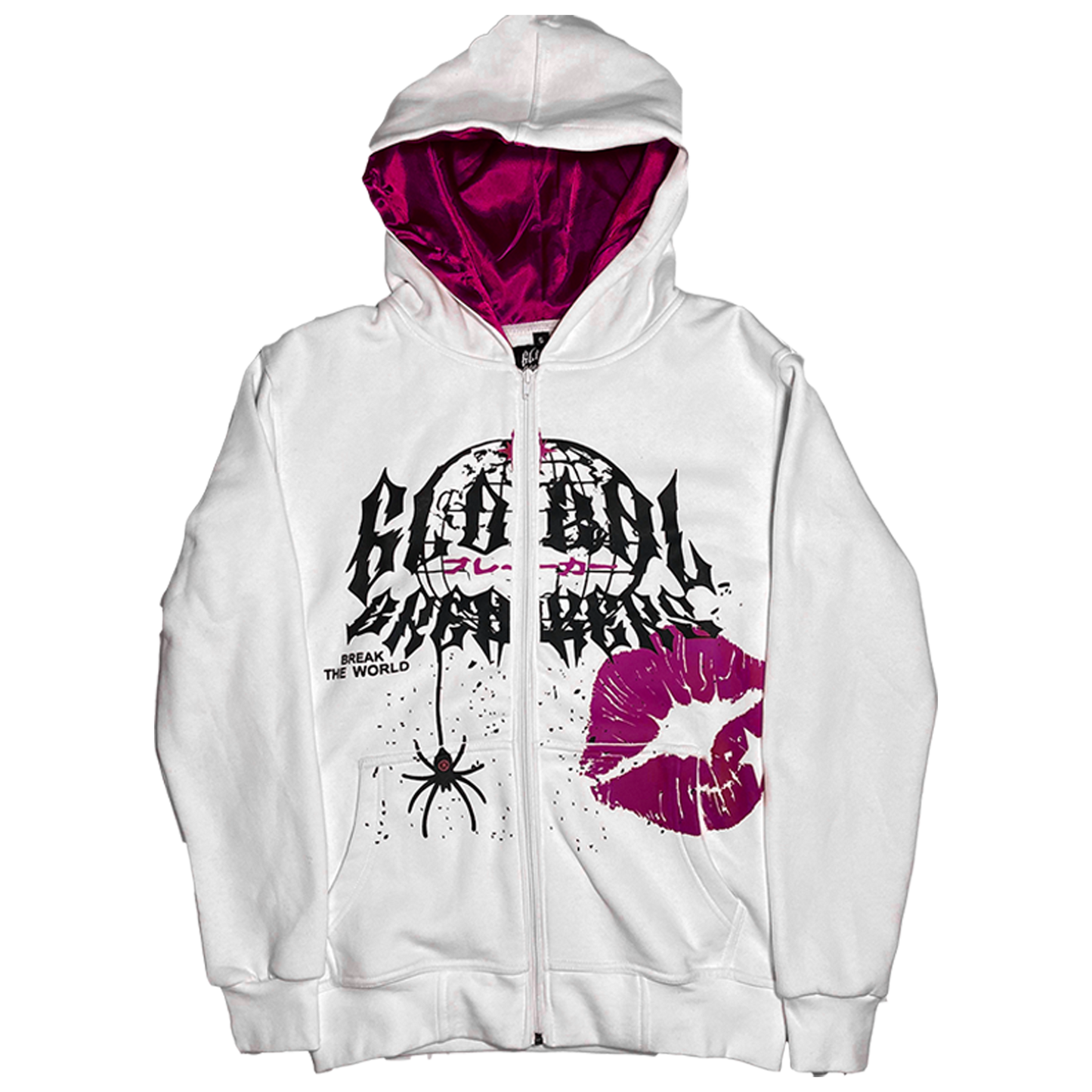 SCARRED BLISS ZIP-UP - WHITE/PINK