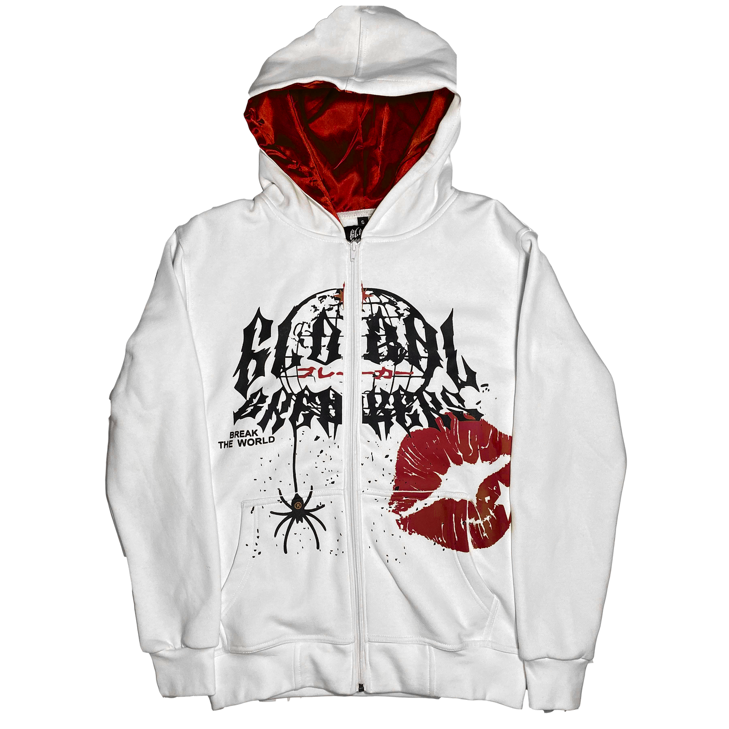 SCARRED BLISS ZIP-UP - WHITE/RED